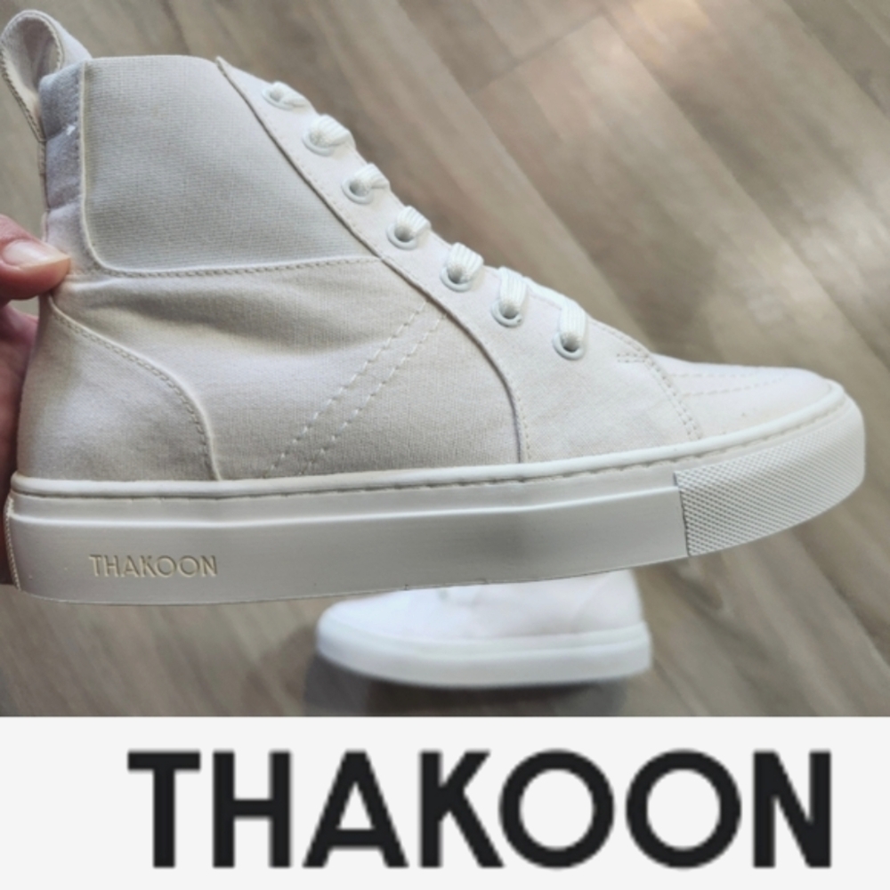 Thakoon White Elastic Pull On Lace High-Top Sneakers - Picture 2 of 11